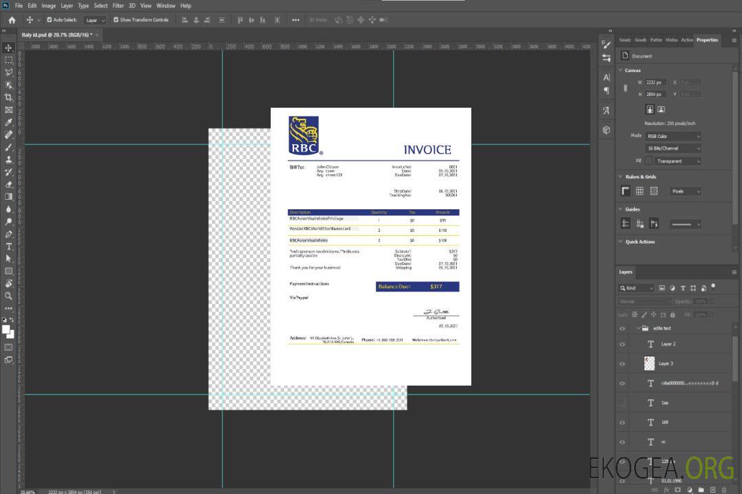 Facture RBC aux États , Unis template Facture RBC aux États , Unis template